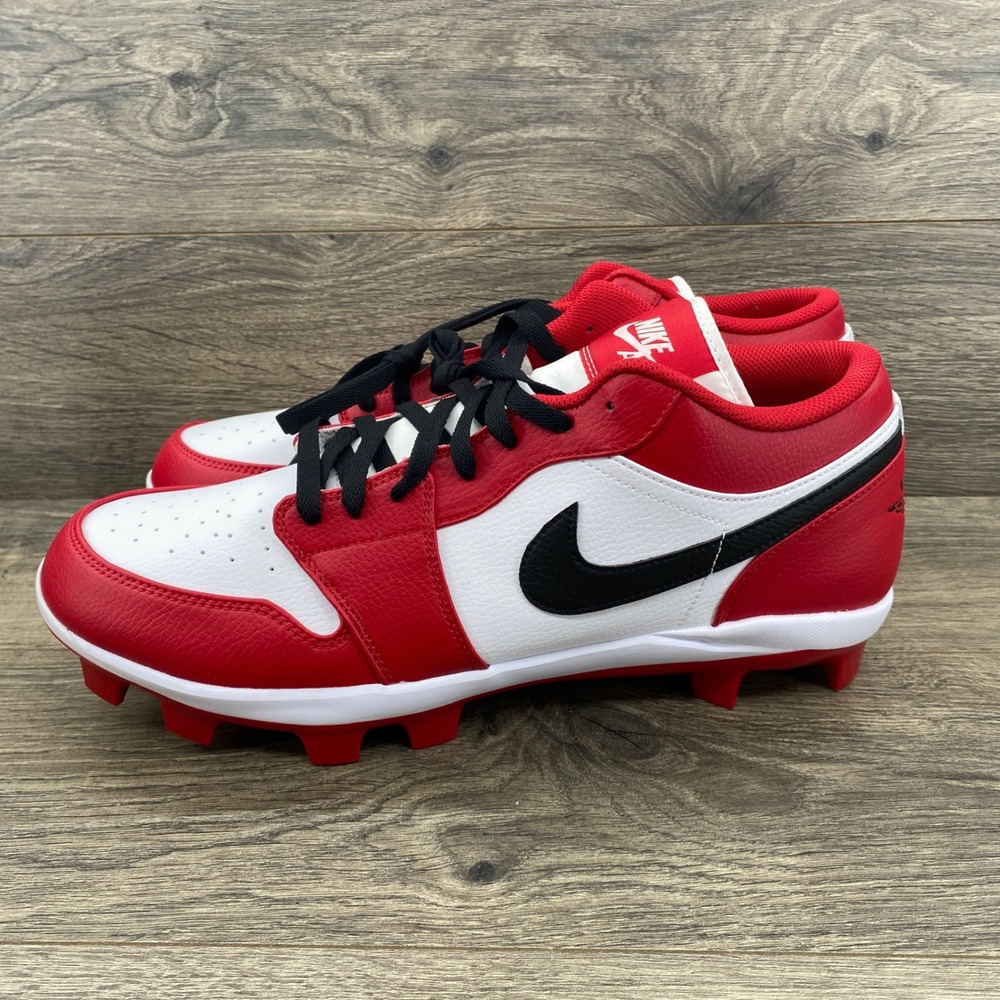 Jordan 1 Retro Low MCS Baseball Cleats Mens 15 Red White Black CJ8524-611